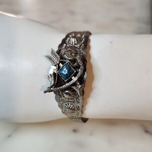 Vintage Native American Blue Agate Cuff Bangle